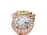 Rose gold Three-Stone Fancy Yellow Pear Cut Halo Diamond Milgrain Band with Four-Prong Setting_5