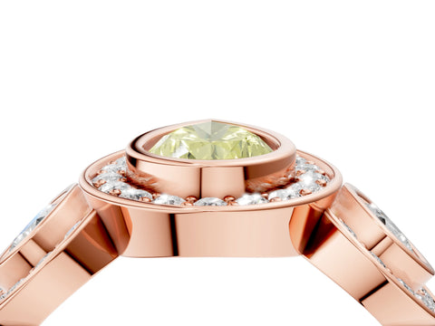 Rose gold Three-Stone Fancy Yellow Pear Cut Halo Pavé Diamond Ring_4