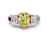 Rose gold Three-Stone Fancy Yellow Pear  Cut Solitaire Ring with Prong Setting_3