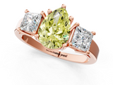 Rose gold Three-Stone Fancy Yellow Pear  Cut Solitaire Ring with Prong Setting_4