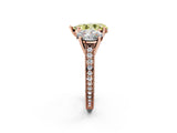 Rose gold Three-Stone Fancy Yellow Pear  Diamond Milgrain Pave Band with Prong Setting 2