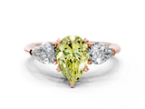 Rose gold Three-Stone Fancy Yellow Pear  Diamond Ring with Pear Side Stones in Four-Prong Setting_58