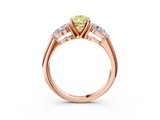 Rose gold Three-Stone Fancy Yellow Pear  Diamond Ring with Pear Side Stones in Four-Prong Setting_61