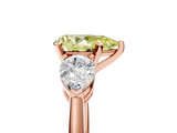 Rose gold Three-Stone Fancy Yellow Pear  Diamond Ring with Pear Side Stones in Four-Prong Setting_63