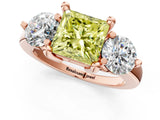 Rose gold Three-Stone Fancy Yellow Princess  Brilliant Cut Solitaire Ring with Prong Setting on a Classic Band 2