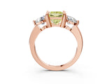 Rose gold Three-Stone Fancy Yellow Princess  Brilliant Cut Solitaire Ring with Prong Setting on a Classic Band 4