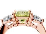 Rose gold Three-Stone Fancy Yellow Princess  Brilliant Cut Solitaire Ring with Prong Setting on a Classic Band 5