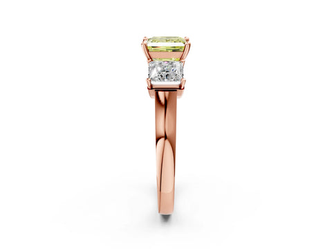 Rose gold Three-Stone Fancy Yellow Princess Cut Brilliant Diamond Trellis Ring with Comfort Fit Band_2
