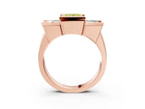 Rose gold Three Stone Fancy Yellow Princess Cut Cut Channel Set Diamond Ring_3