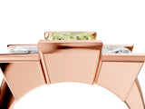 Rose gold Three Stone Fancy Yellow Princess Cut Cut Channel Set Diamond Ring_4