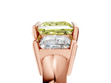 Rose gold Three Stone Fancy Yellow Princess Cut Cut Channel Set Diamond Ring_5