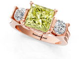 Rose gold Three-Stone Fancy Yellow Princess Cut Cut Classic Band Prong Setting Ring_1