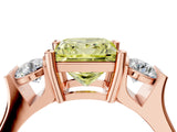 Rose gold Three-Stone Fancy Yellow Princess Cut Cut Classic Band Prong Setting Ring_4