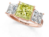 Rose gold Three-Stone Fancy Yellow Princess Cut Cut Diamond Engagement Ring with Flat Band and Four-Prong Setting_13