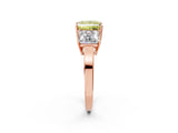Rose gold Three-Stone Fancy Yellow Princess Cut Cut Diamond Engagement Ring with Flat Band and Four-Prong Setting_14