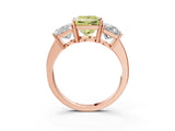 Rose gold Three-Stone Fancy Yellow Princess Cut Cut Diamond Engagement Ring with Flat Band and Four-Prong Setting_15