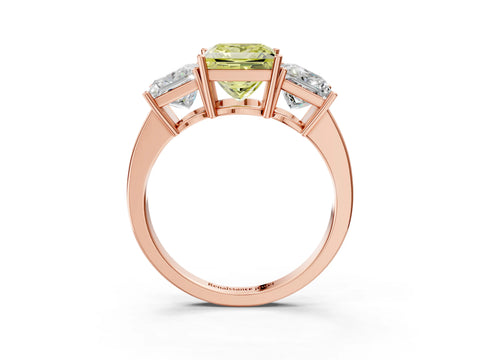 Rose gold Three-Stone Fancy Yellow Princess Cut Cut Diamond Engagement Ring with Flat Band and Four-Prong Setting_15
