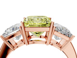 Rose gold Three-Stone Fancy Yellow Princess Cut Cut Diamond Engagement Ring with Flat Band and Four-Prong Setting_16