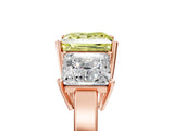 Rose gold Three-Stone Fancy Yellow Princess Cut Cut Diamond Engagement Ring with Flat Band and Four-Prong Setting_17
