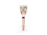 Rose gold Three-Stone Fancy Yellow Princess Cut Cut Diamond Engagement Ring with Flat Band and Four-Prong Setting_2