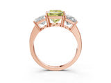 Rose gold Three-Stone Fancy Yellow Princess Cut Cut Diamond Engagement Ring with Flat Band and Four-Prong Setting_3
