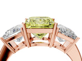 Rose gold Three-Stone Fancy Yellow Princess Cut Cut Diamond Engagement Ring with Flat Band and Four-Prong Setting_4