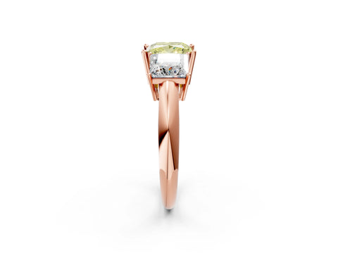 Rose gold Three-Stone Fancy Yellow Princess Cut Cut Diamond Engagement Ring with Prong Setting on a White Gold Band_26