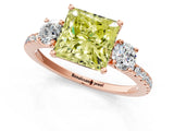 Rose gold Three-Stone Fancy Yellow Princess Cut Cut Diamond Pavé Band with Prong Setting_16