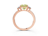 Rose gold Three-Stone Fancy Yellow Princess Cut Cut Diamond Pavé Band with Prong Setting_18