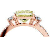 Rose gold Three-Stone Fancy Yellow Princess Cut Cut Diamond Pavé Band with Prong Setting_19