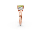 Rose gold Three-Stone Fancy Yellow Princess Cut Cut Diamond Ring with Channel Set Band and Four-Prong Setting_2