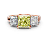 Rose gold Three-Stone Fancy Yellow Princess Cut Cut Diamond Ring with Channel Set Band and Four-Prong Setting_25