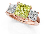 Rose gold Three-Stone Fancy Yellow Princess Cut Cut Diamond Ring with Channel Set Band and Four-Prong Setting_26