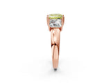 Rose gold Three-Stone Fancy Yellow Princess Cut Cut Diamond Ring with Channel Set Band and Four-Prong Setting_27