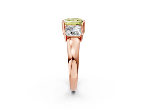 Rose gold Three-Stone Fancy Yellow Princess Cut Cut Diamond Ring with Channel Set Band and Four-Prong Setting_2