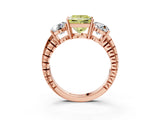 Rose gold Three-Stone Fancy Yellow Princess Cut Cut Diamond Ring with Channel-Set Band and Prong Setting_3