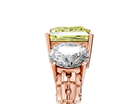 Rose gold Three-Stone Fancy Yellow Princess Cut Cut Diamond Ring with Channel-Set Band and Prong Setting_5