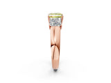 Rose gold Three-Stone Fancy Yellow Princess Cut Cut Diamond Ring with Prong Setting and Classic Band_2