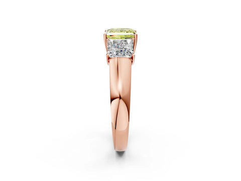 Rose gold Three-Stone Fancy Yellow Princess Cut Cut Diamond Ring with Prong Setting and Classic Band_2