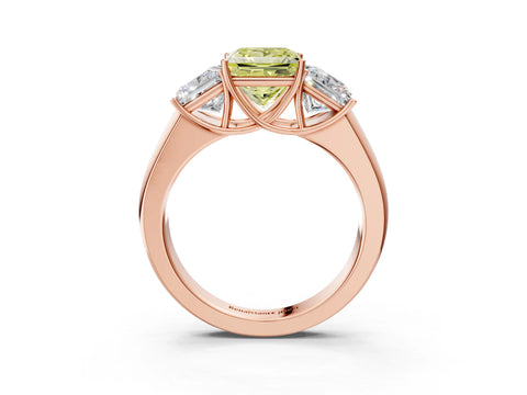 Rose gold Three-Stone Fancy Yellow Princess Cut Cut Diamond Ring with Prong Setting and Classic Band_3