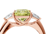 Rose gold Three-Stone Fancy Yellow Princess Cut Cut Diamond Ring with Trillion Side Stones and Four-Prong Setting_7
