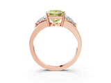 Rose gold Three-Stone Fancy Yellow Princess Cut Cut Diamond Ring with Trillion Side Stones on a Split Shank Band_3