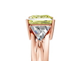 Rose gold Three-Stone Fancy Yellow Princess Cut Cut Diamond Ring with Trillion Side Stones on a Split Shank Band_5