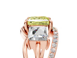 Rose gold Three-Stone Fancy Yellow Princess Cut Cut Diamond Split Shank Prong Set Ring_17