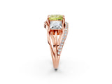 Rose gold Three-Stone Fancy Yellow Princess Cut Cut Diamond Split Shank Prong Set Ring_2