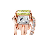 Rose gold Three-Stone Fancy Yellow Princess Cut Cut Diamond Split Shank Prong Set Ring_5