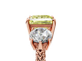 Rose gold Three-Stone Fancy Yellow Princess Cut Cut Milgrain Band Prong Setting Ring_11