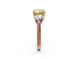 Rose gold Three-Stone Fancy Yellow Princess Cut Cut Milgrain Band Prong Setting Ring_8