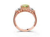 Rose gold Three-Stone Fancy Yellow Princess Cut Cut Milgrain Band Prong Setting Ring_9