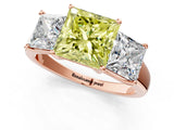 Rose gold Three-Stone Fancy Yellow Princess Cut Cut Solitaire Ring with Classic Prong Setting_1